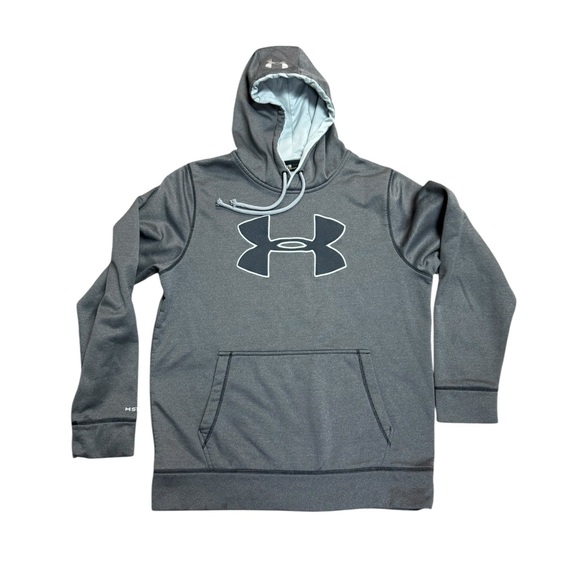 Under Armour Storm Heather Grey Logo Front Hoodie Sweatshirt, Medium - Picture 1 of 7